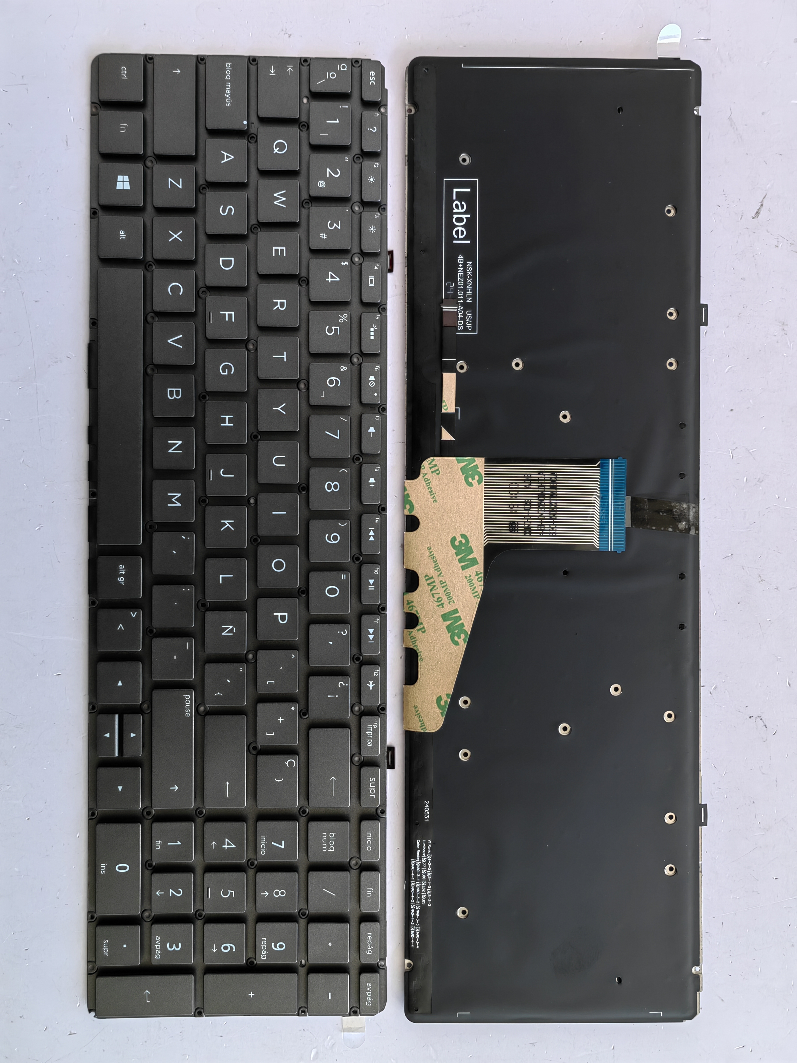 Picture of New Replacement Laptop Keyboard For HP 15-CH small carriage return Grey Backlit (OEM) SP Layout